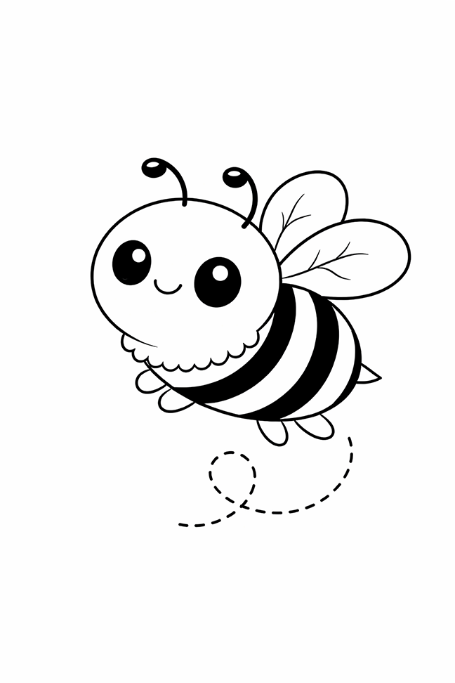 Cute Bee Coloring Page