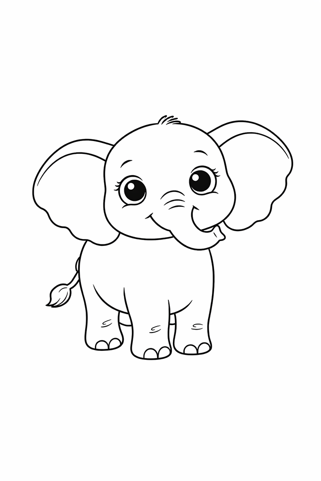 Cute Elephant Coloring Page