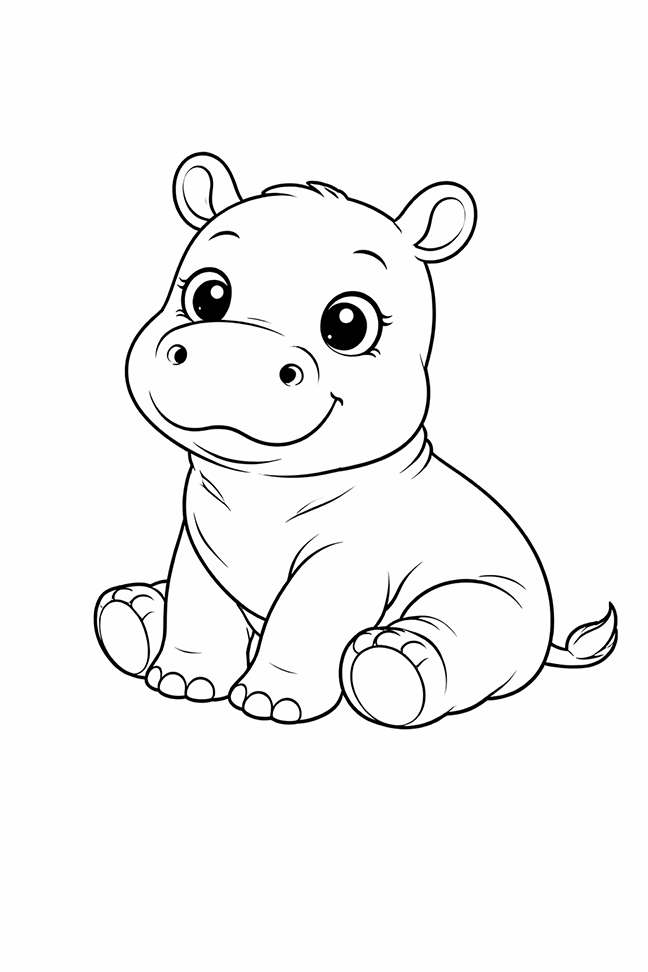 Cute Hippopotamus Coloring Page