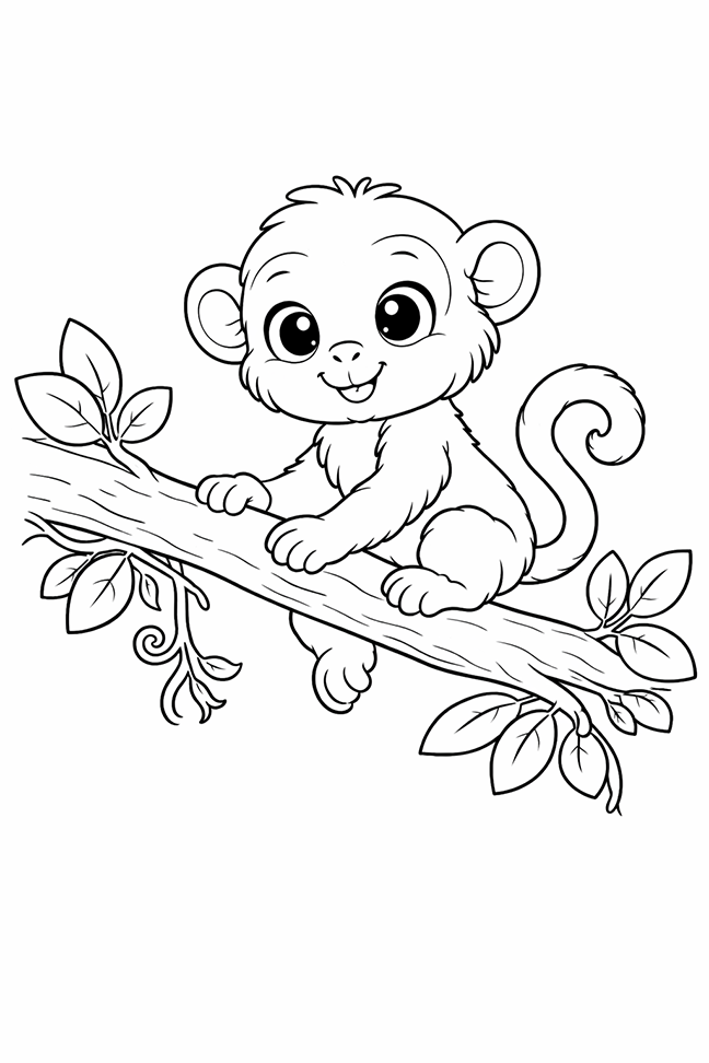 Cute Monkey Coloring Page