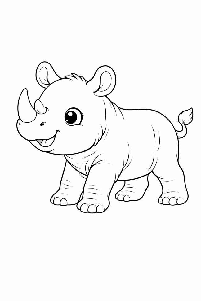 Cute Rhinoceros Coloring Page