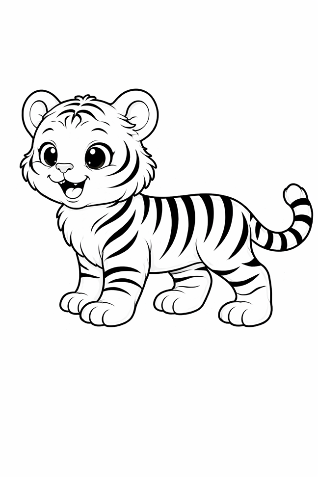 Cute Tiger Coloring Page