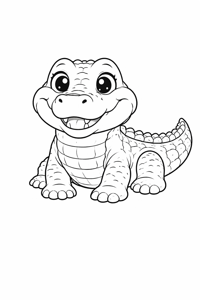 Cute Crocodile Coloring Page