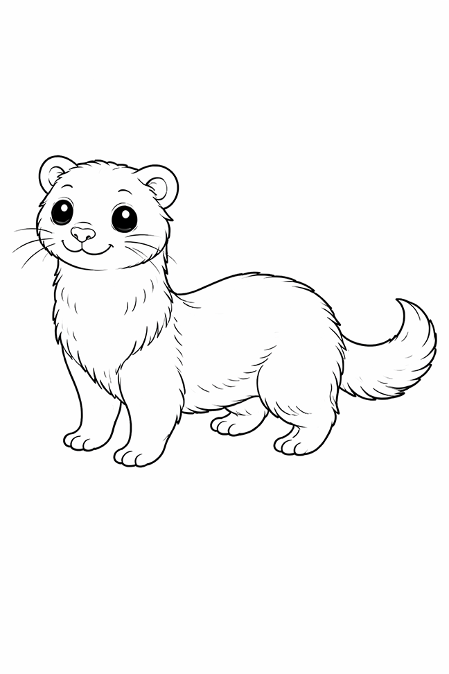 Cute Ferret Coloring Page