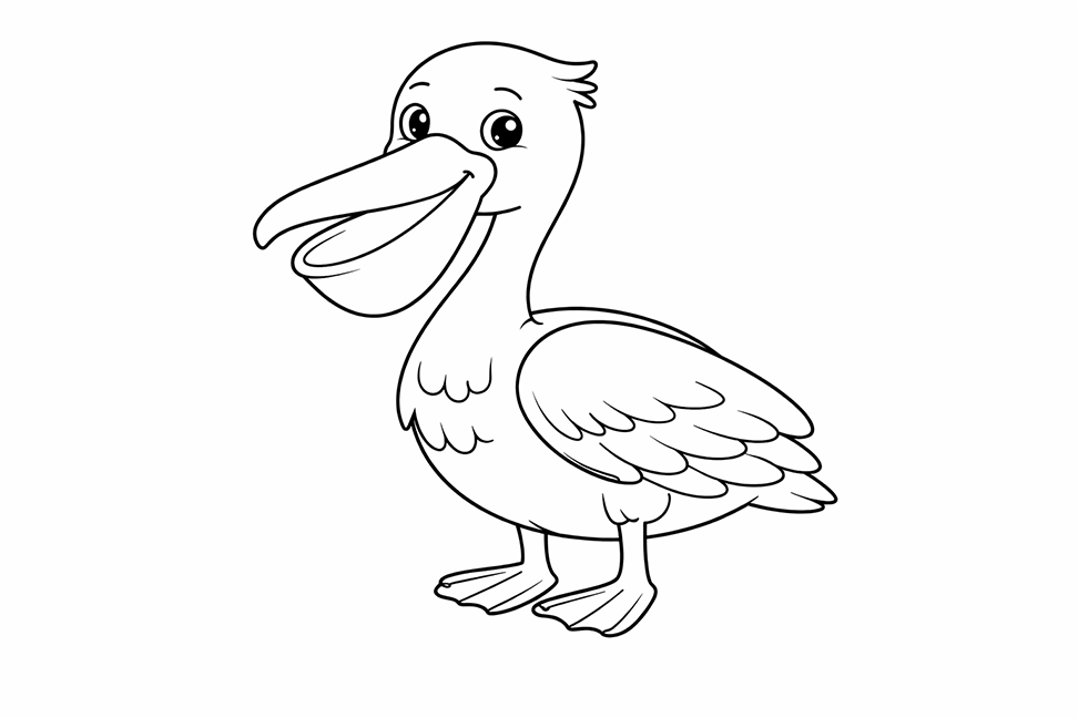 Easy Pelican Coloring Page