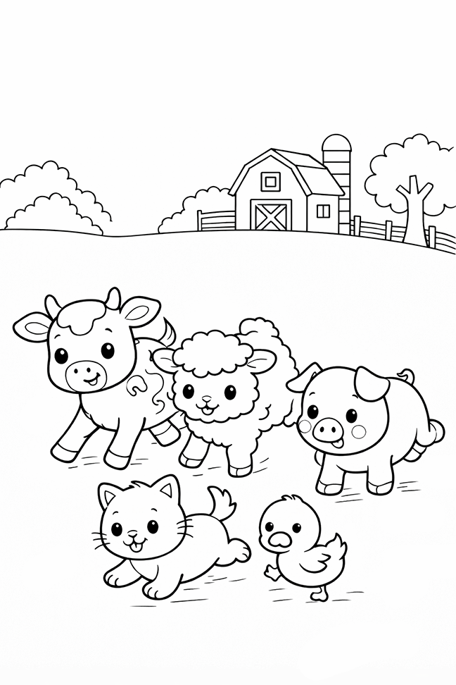 Farm Animals Run Through The Field