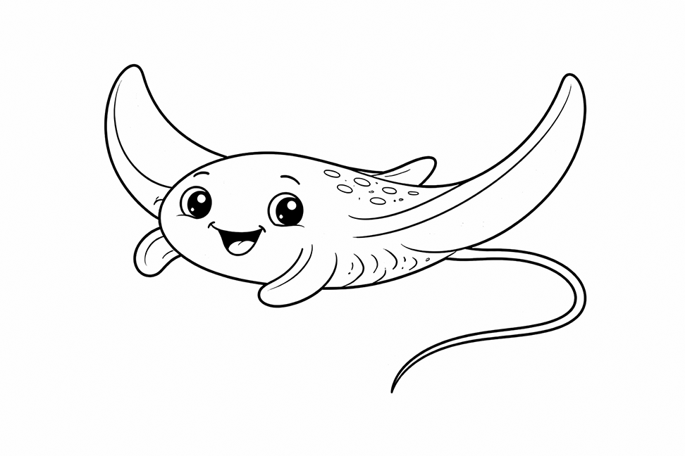 Happy Manta Ray Coloring Page