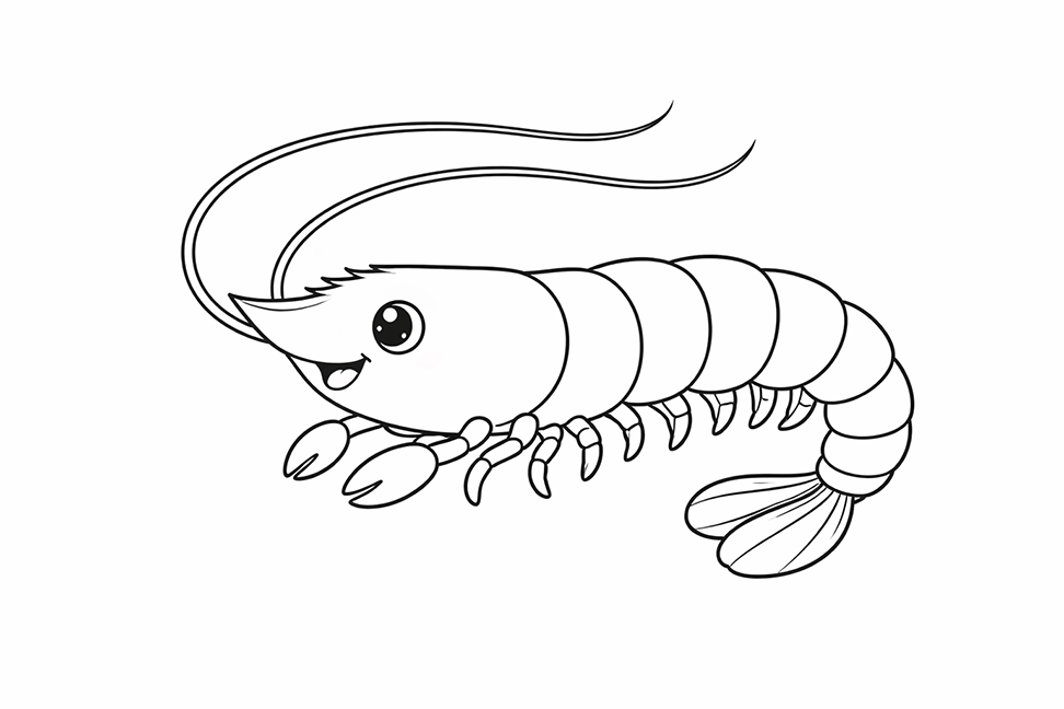 Shrimp Sea Creature Coloring Page