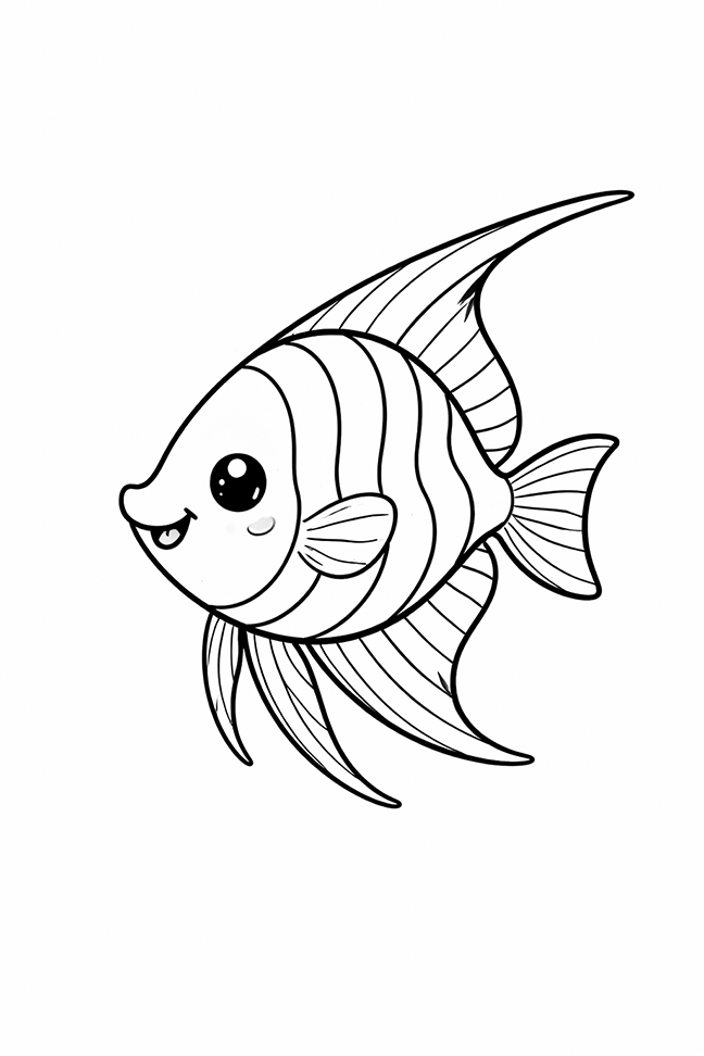 Simple Angelfish Coloring Page