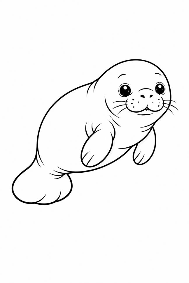 Simple Manatee Preschool Coloring Page