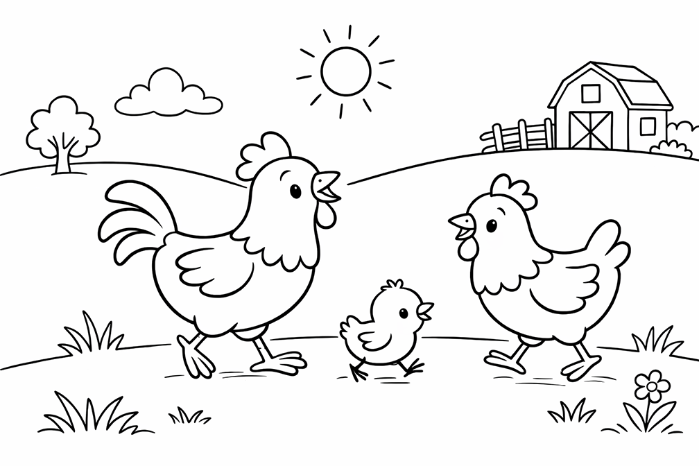 The Chicken Family Have Fun On The Farm