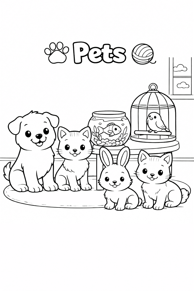 Pets Coloring Page