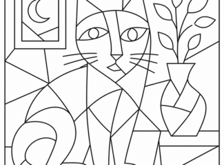 Art Cat Coloring Page
