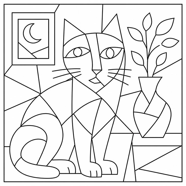 Art Cat Coloring Page