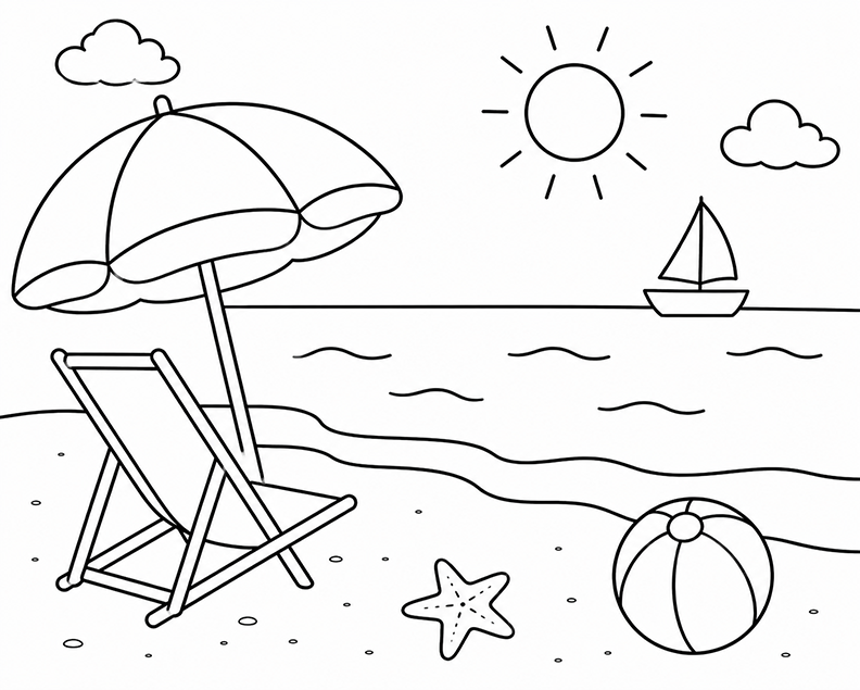 At The Beach Picture To Color