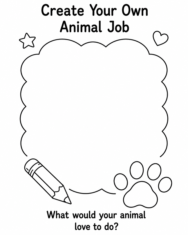 Create Your Own Animal Job Drawing Page
