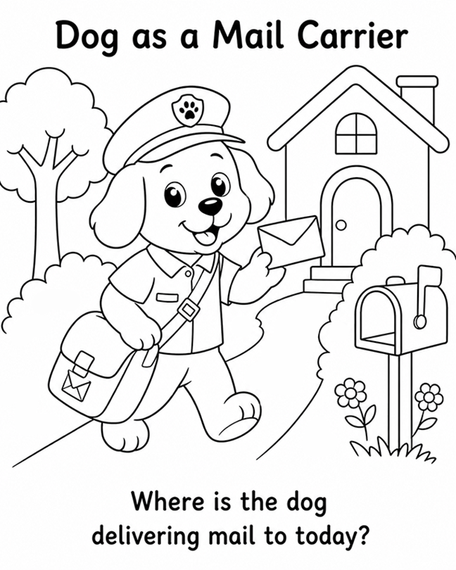 Dog Mail Carrier Coloring Page