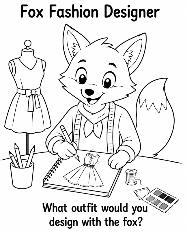 Fox Fashion Designer Coloring Page