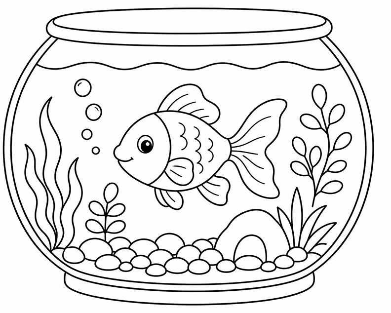 Gold Fish Art Coloring Page