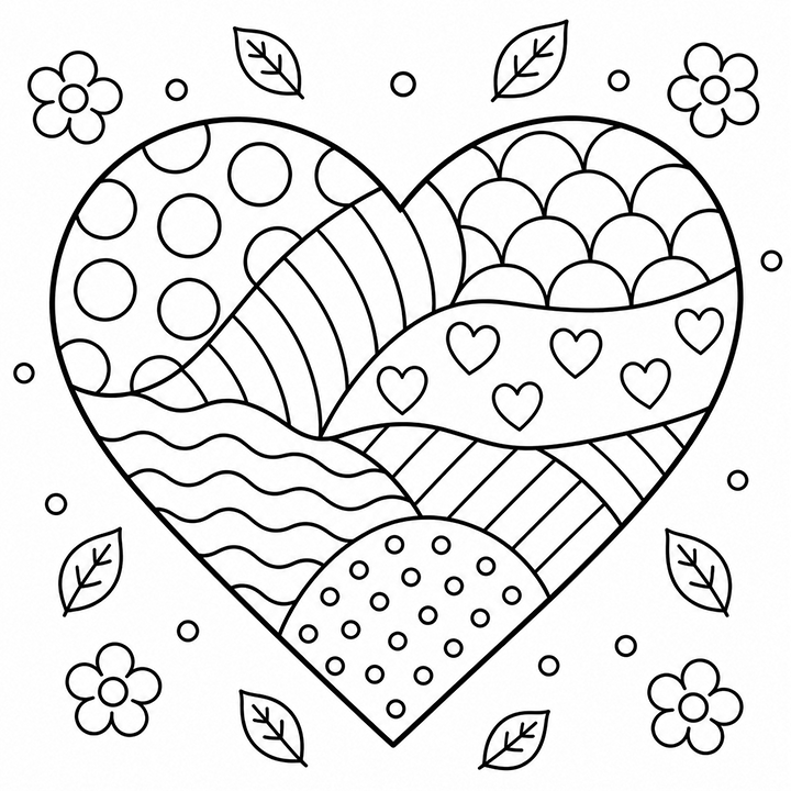 Heart Mosaic Coloring Page