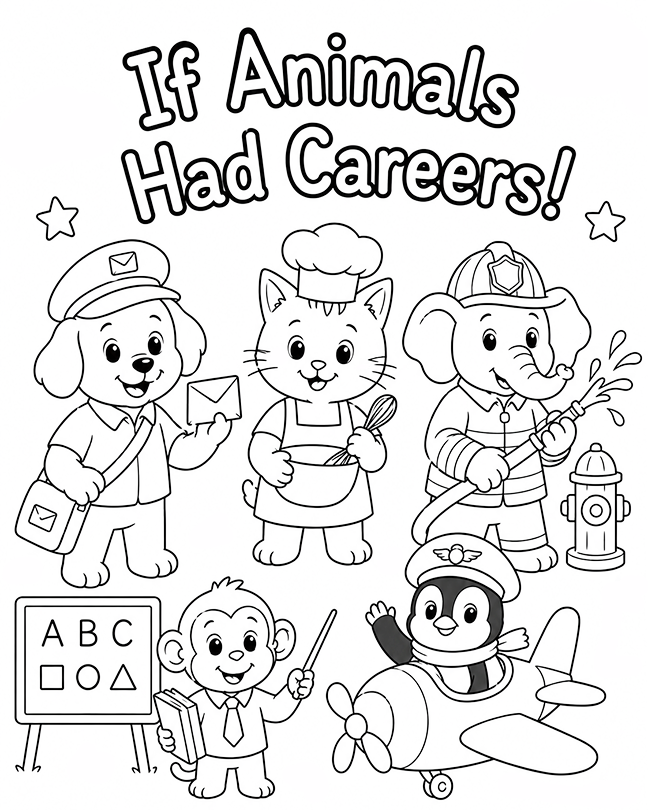 If Animals Had Careers Coloring Book Title Page