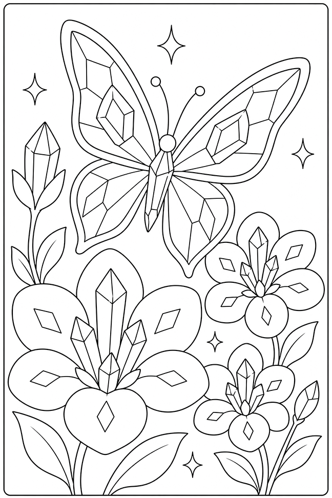 Crystal Butterfly Coloring Page