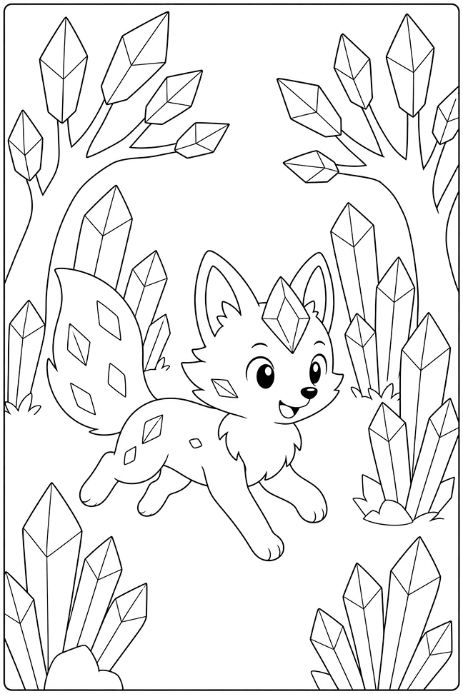 Crystal Fox Coloring Page