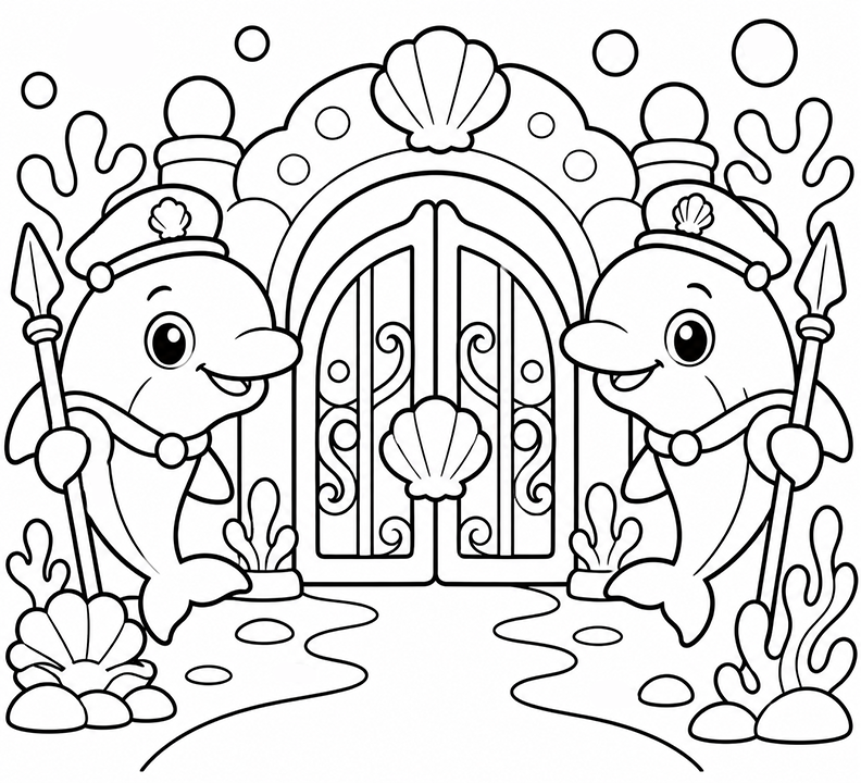 Dolphin Guard Coloring Page