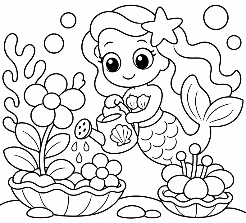 Mermaid Watering Plants