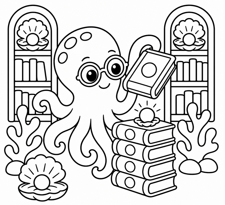 Octolibrarian Coloring Page