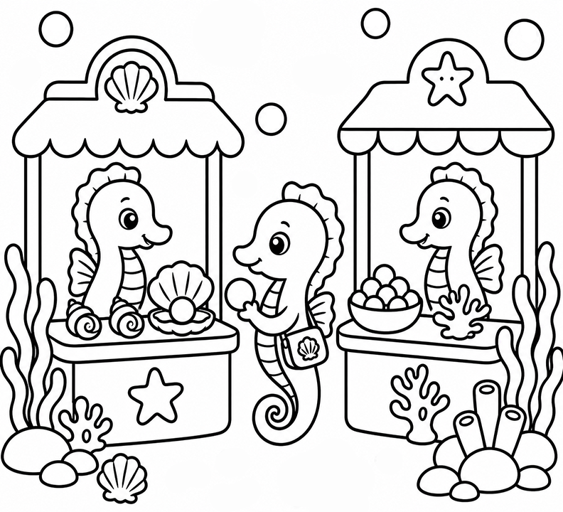Seahorse Marketplace Coloring