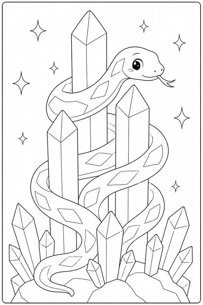 Snake Climbing Gemstones Coloring Page