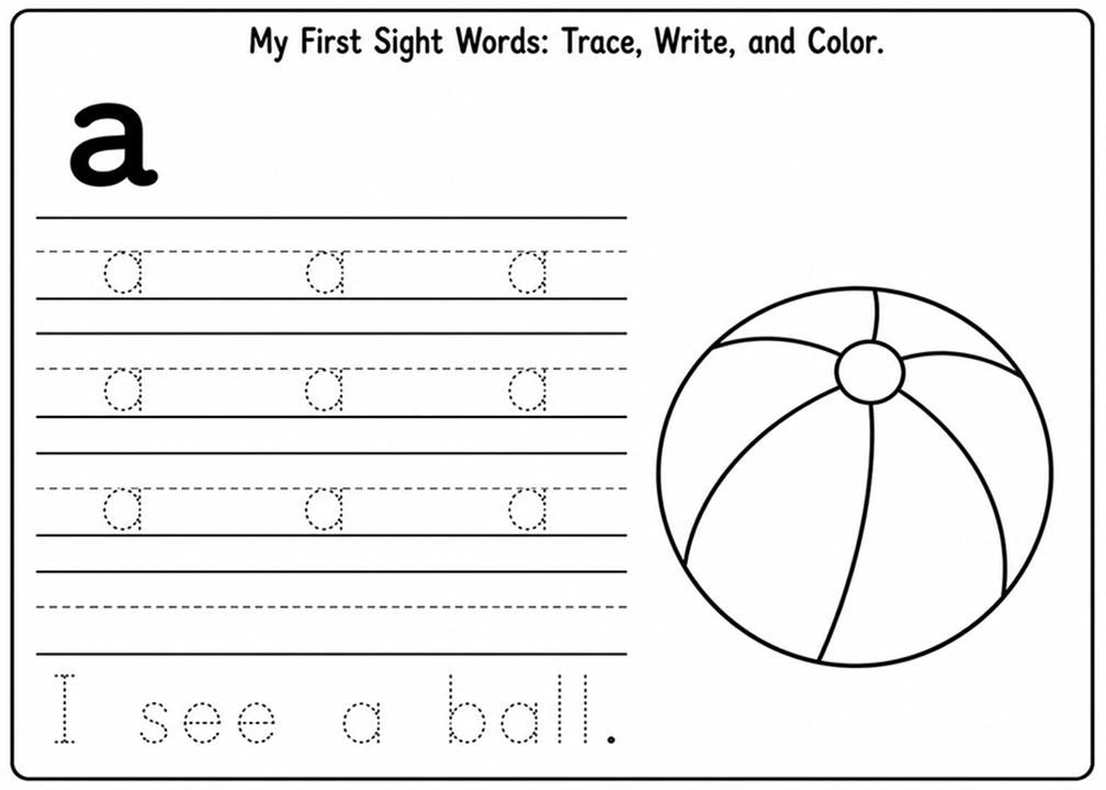 A Sight Word Tracing Worksheet