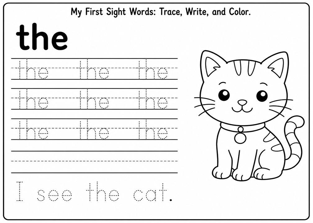 The Sight Word Tracing Worksheet