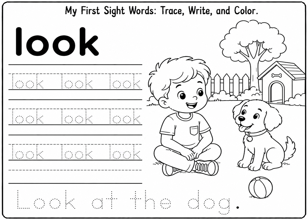 Look Sight Word Tracing Worksheet