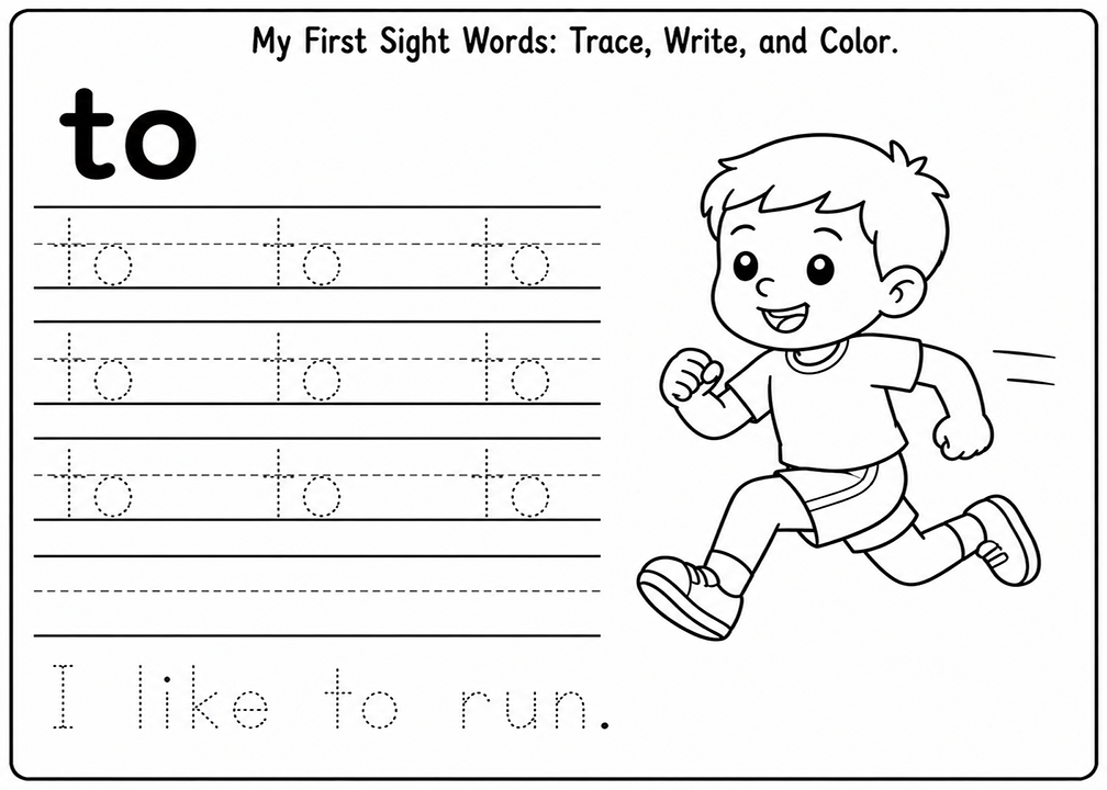 To Sight Word Tracing Worksheet