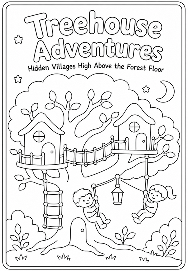 Treehouse Adventures Coloring Page