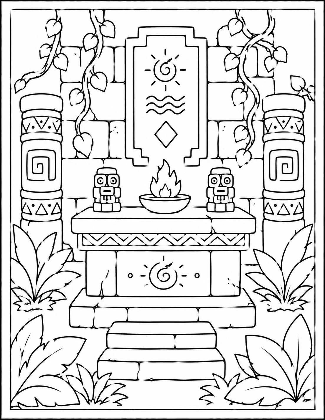1 Lost Jungle Temple Altar Coloring Page