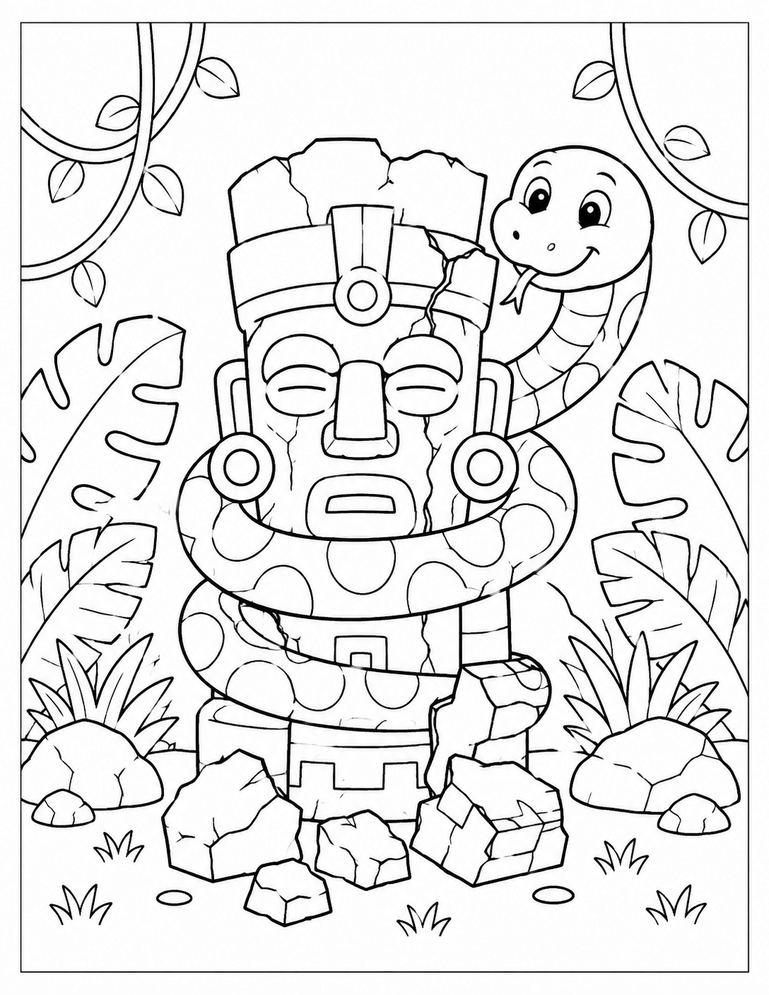 6 Lost Jungle Snake Statue Coloring Page