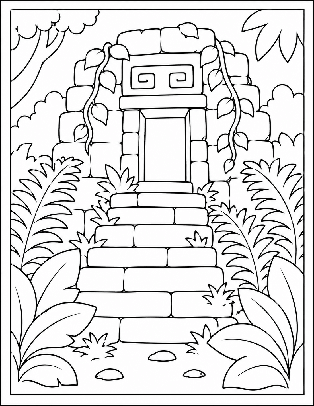 7 Lost Jungle Temple Stairway Coloring Page