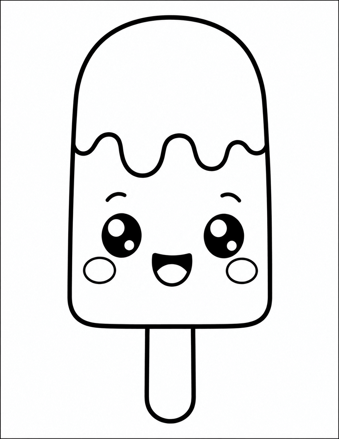 Cute kawaii popsicle coloring page for kids