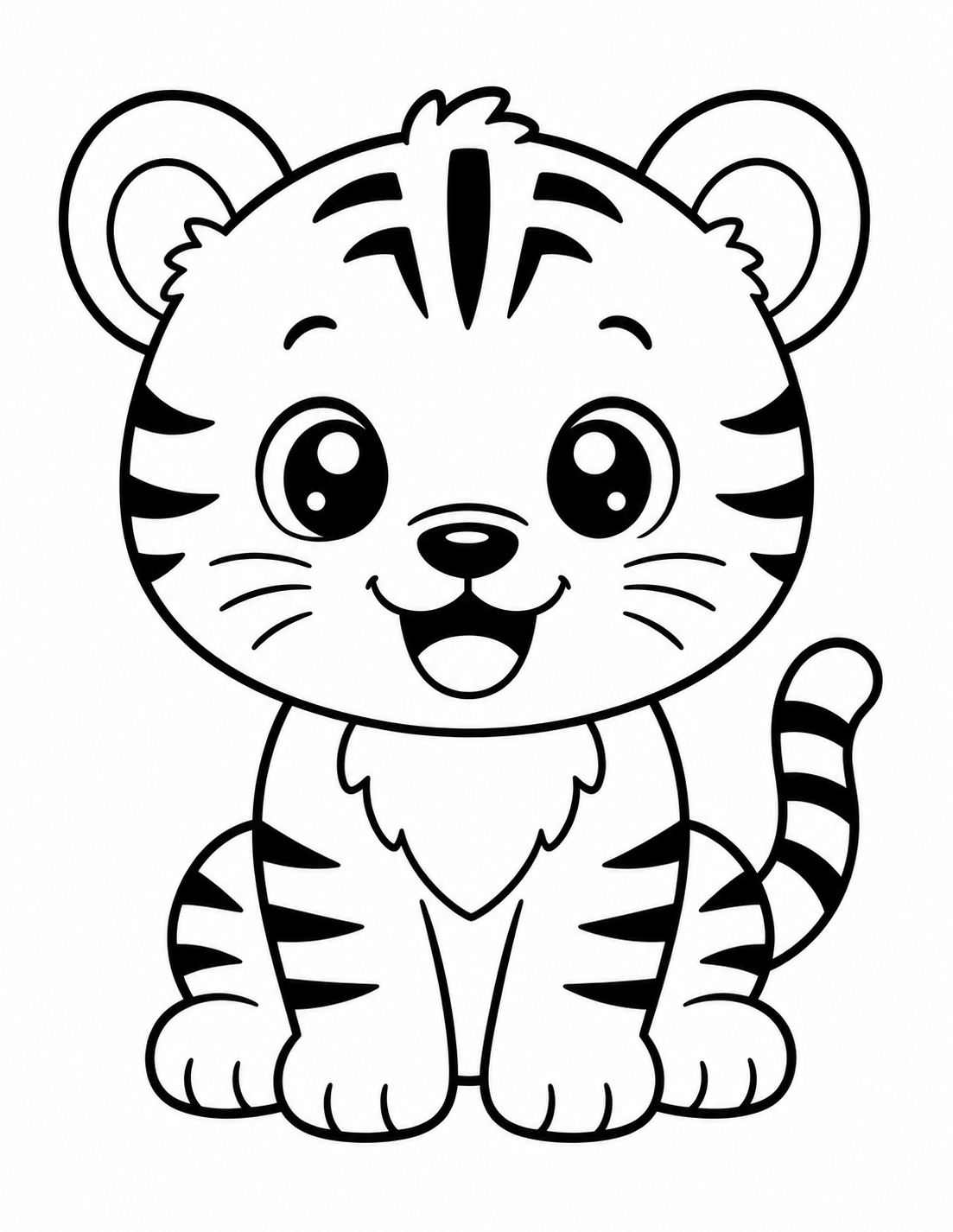 Kawaii Tiger Coloring Page