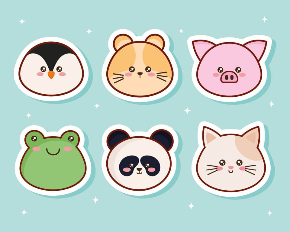 Vecteezy Kawaii Six Animals Characters