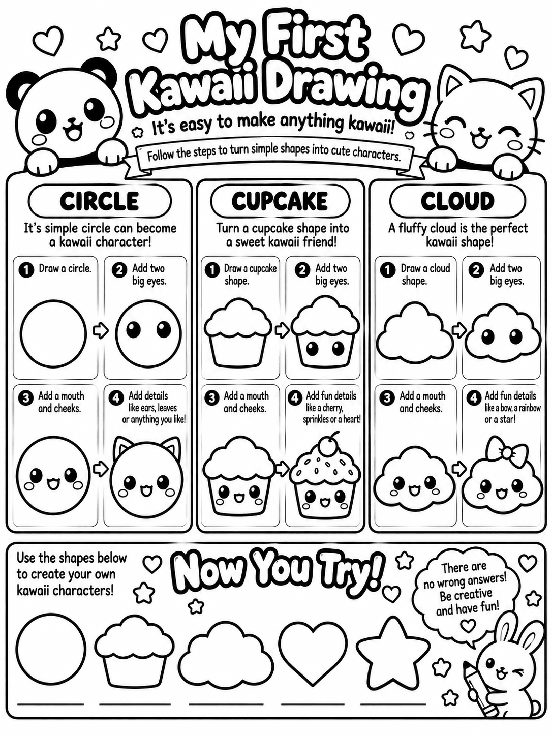 My First Kawaii Drawing Worksheet